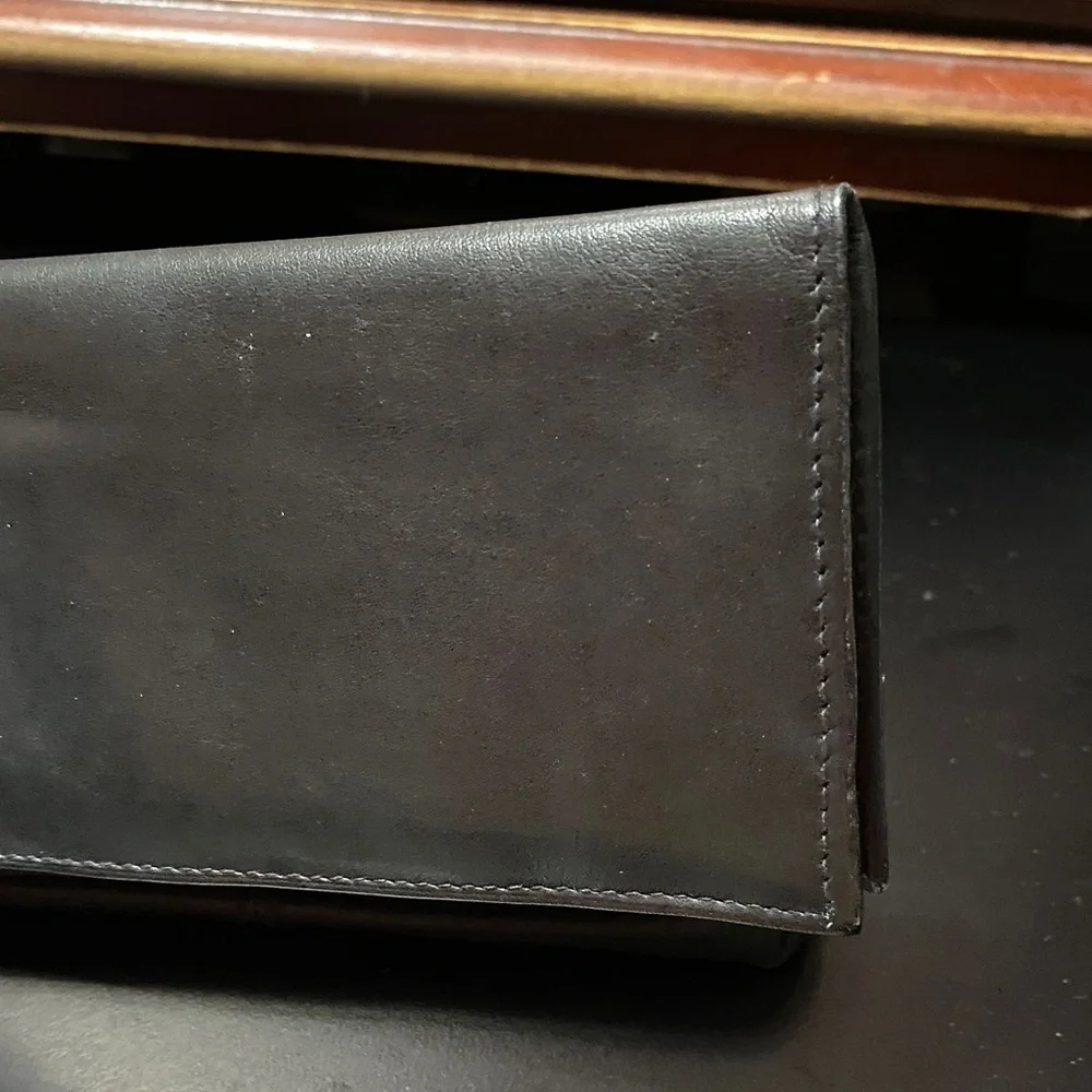 Vintage Black soft Leather wallet checkbook pouch Bag